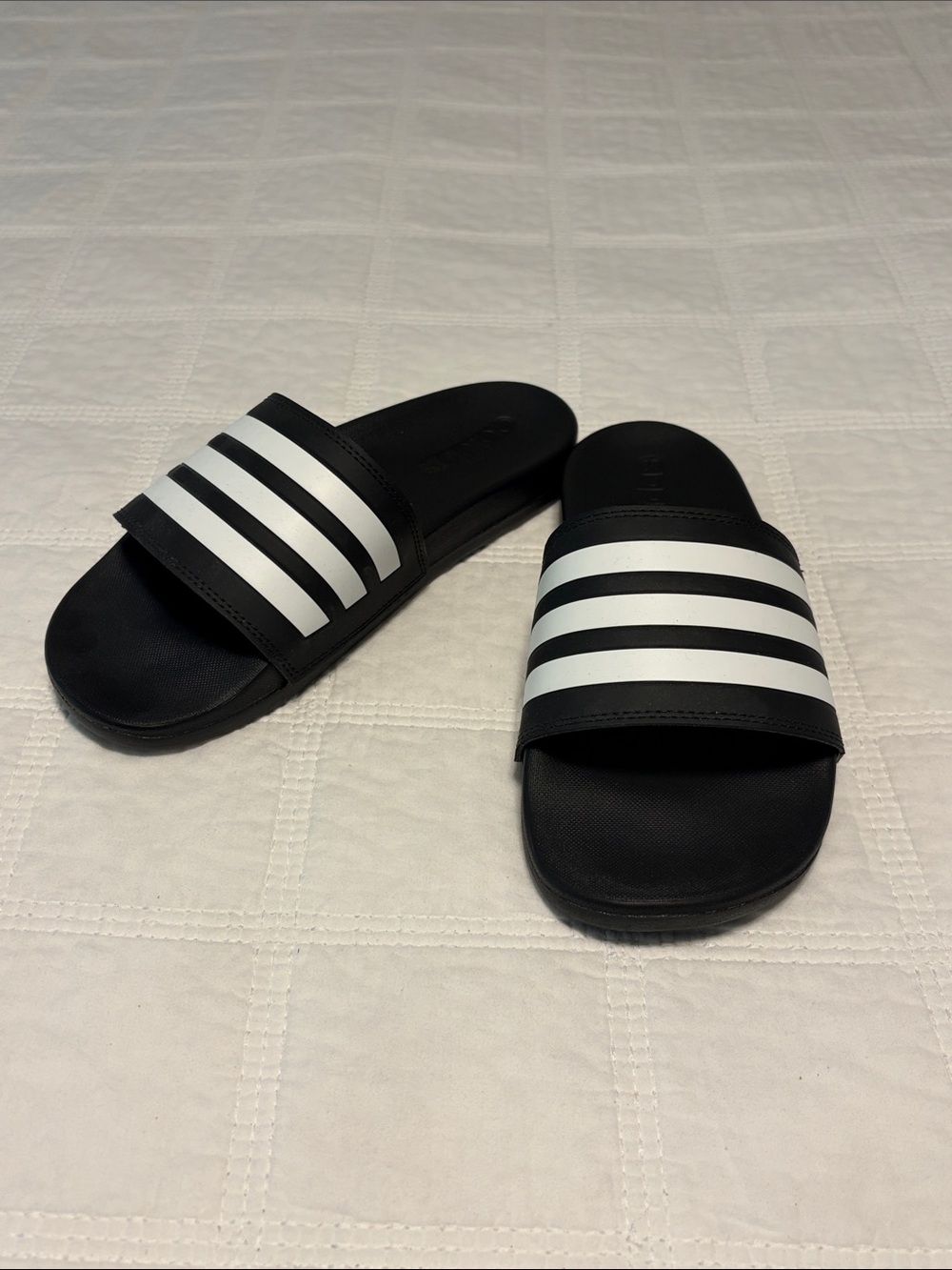 adidas Black and White Slide Sandals for Women